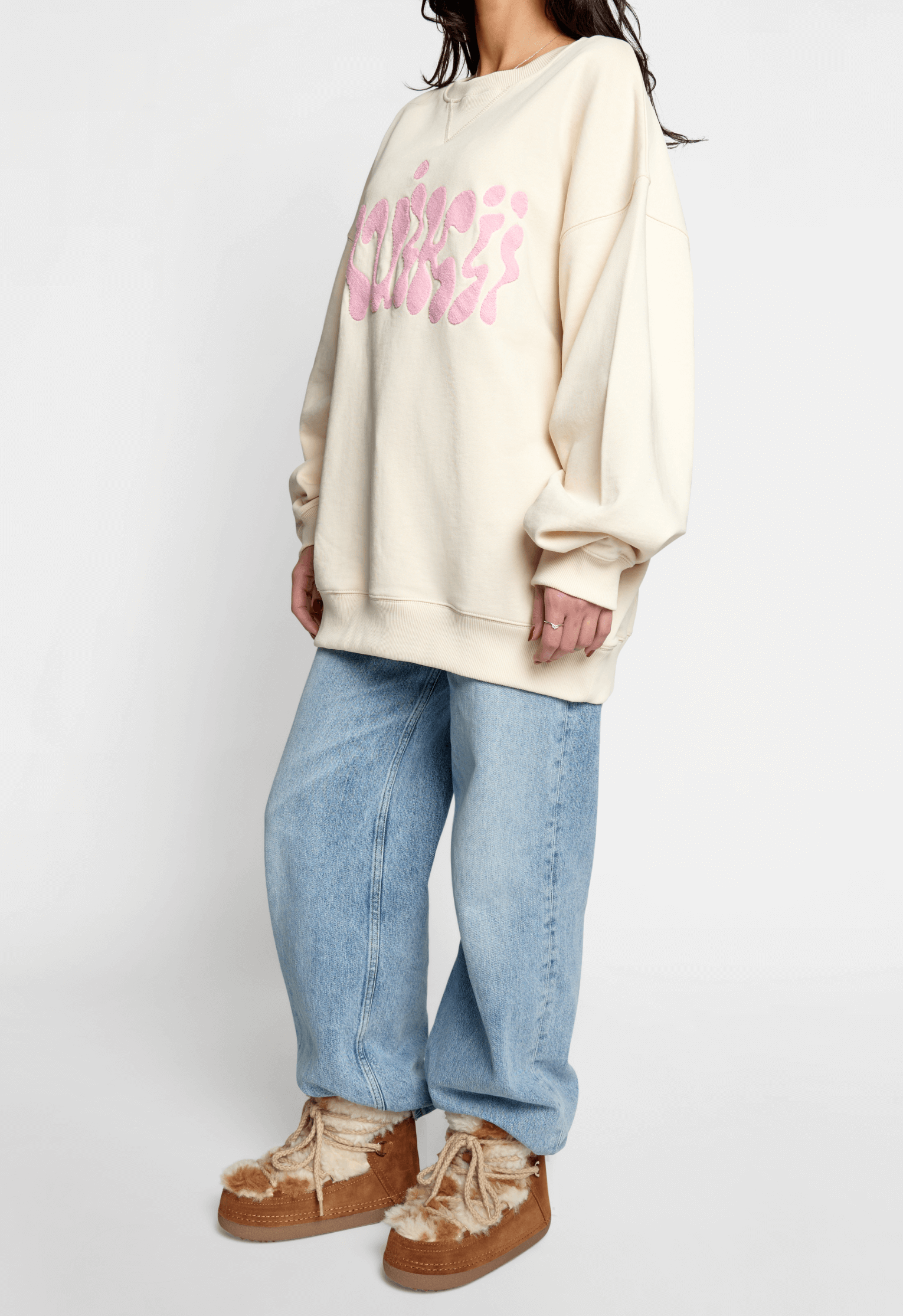 Oversized Flock Logo Sweatshirt